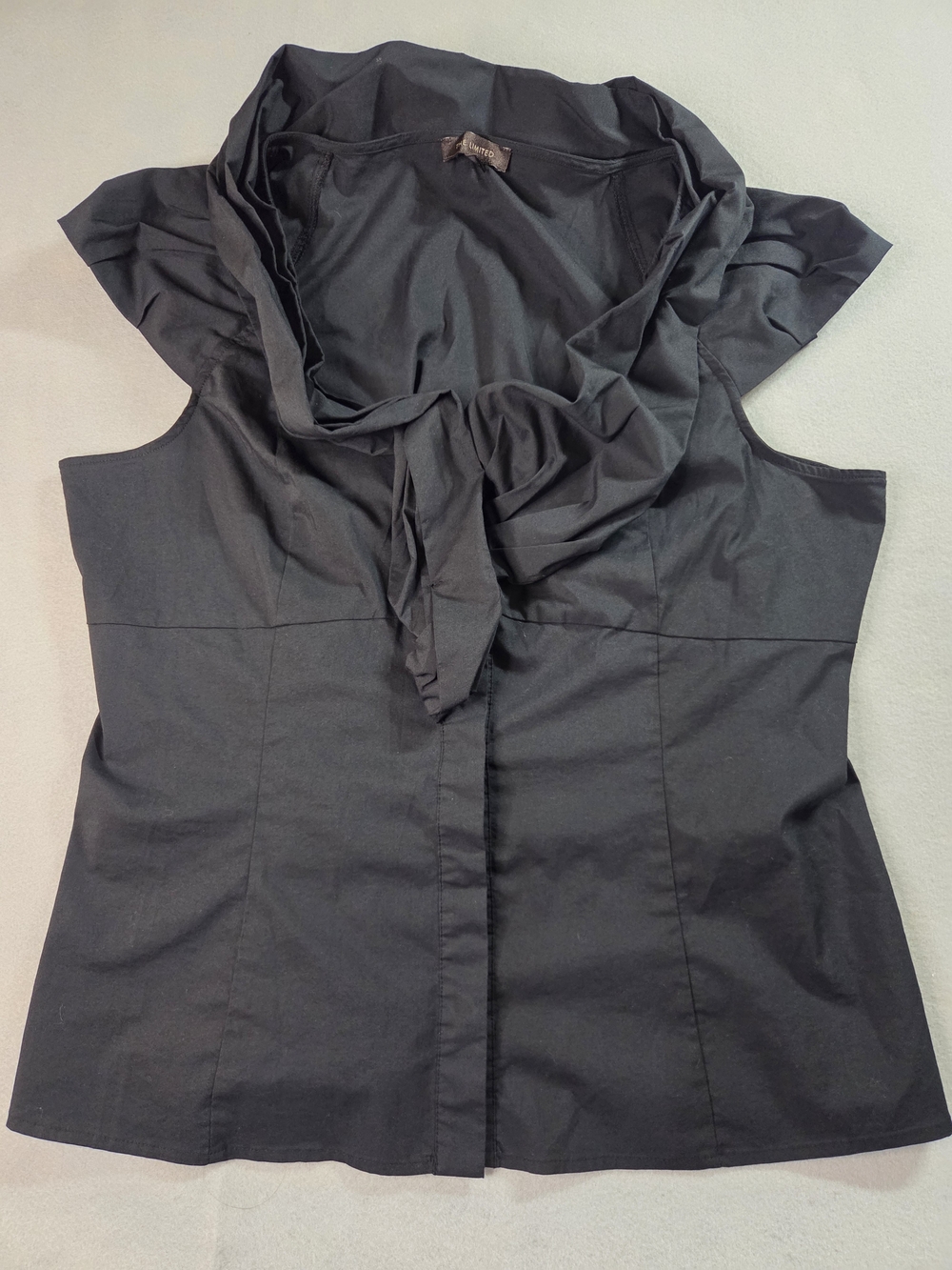 The Limited Black Ruffled Neck Sleeveless Blouse